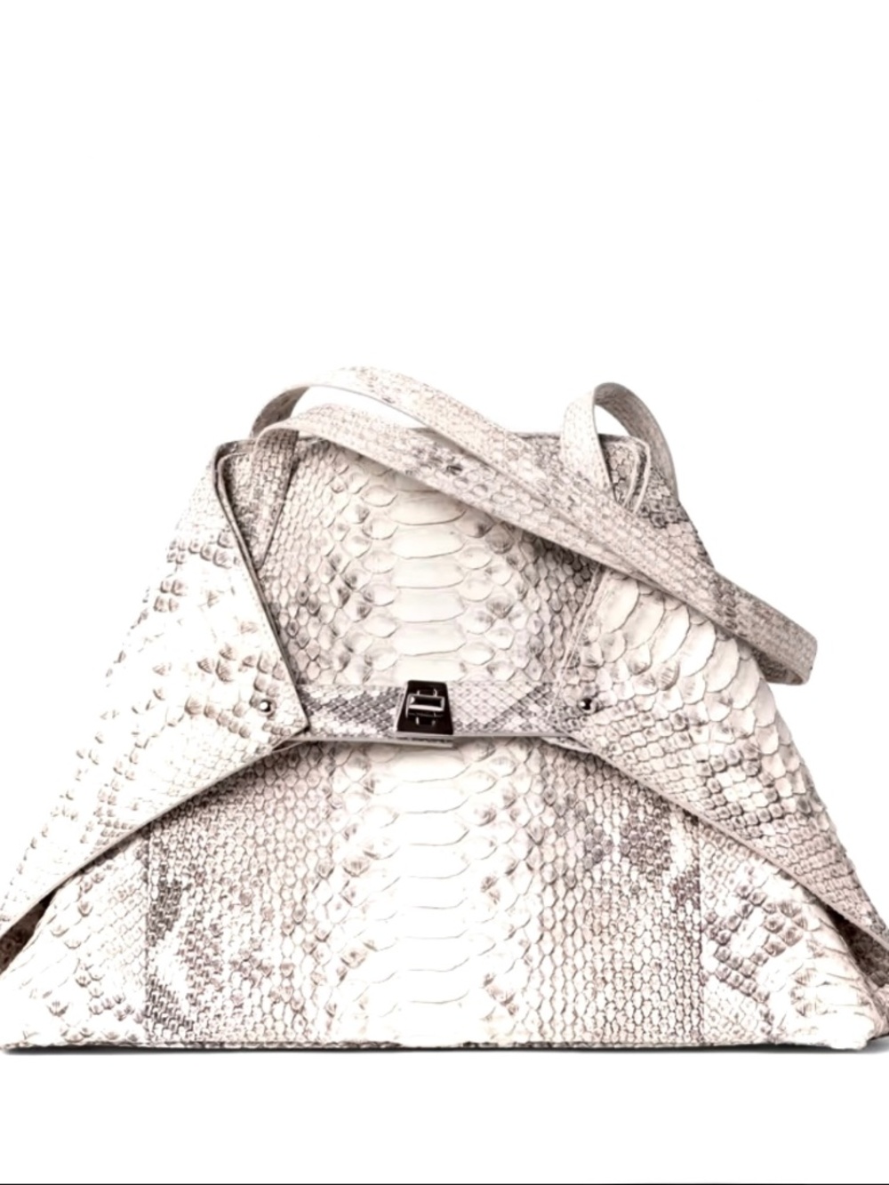 Akris AI Small White and Grey Colored Phyton Suede Messenger Bag